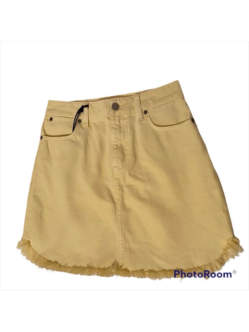 PAIGE NEW AIDEEN SKIRT HIGH RISE MINI YELLOW DENIM NWT SIZE 25